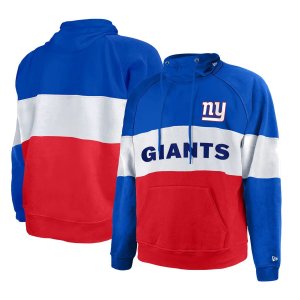 Мужской красный/королевский New York Giants Big & Tall Current Colorblock реглан флисовый пуловер с капюшоном Era