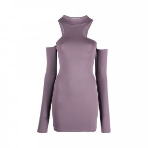 Гладкое асимметричное мини-платье с длинными рукавами, цвет Фиолетовый Off-White