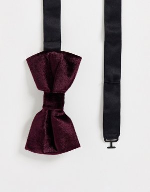 Бархатный галстук-бабочка бордового цвета -Красный French Connection
