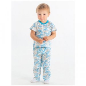 Пижама , размер 110, голубой, белый КотМарКот. Цвет: голубой/белый/серый