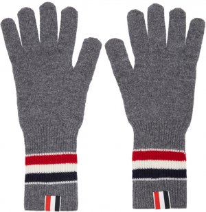 Эксклюзивные онлайн-перчатки серого мериноса RWB Stripe Gloves Thom Browne