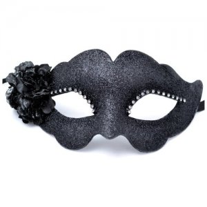 Черная венецианская маска с цветком Fiore (6690) Giacometti