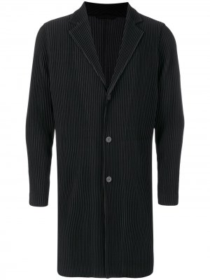 Однобортное плиссированное пальто Homme Plissé Issey Miyake. Цвет: черный