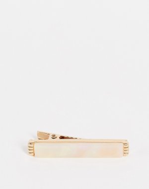 Золотистый зажим для галстука с искусственным жемчугом -Серебряный ASOS DESIGN