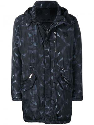 Пуховое пальто с геометрическим принтом Frankie Morello. Цвет: черный