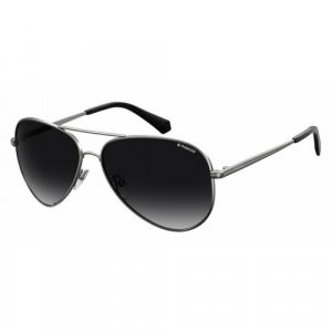 Солнцезащитные очки , авиаторы, оправа: металл, ударопрочные, с защитой от УФ, поляризационные, градиентные, серебряный Polaroid. Цвет: серый