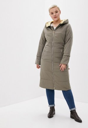 Куртка утепленная Wiko Орнела капучино пальто женское. Цвет: хаки