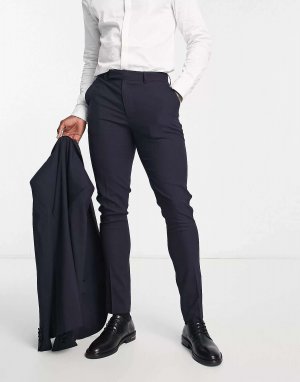 Темно-синие узкие брюки-смокинг ASOS. Цвет: синий