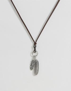 Ожерелье с подвеской-пером ALDO. Цвет: коричневый