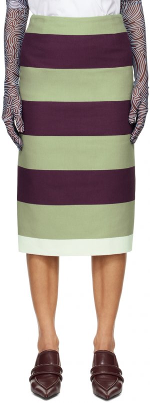 Пурпурно-зеленая юбка-миди Salby Dries Van Noten