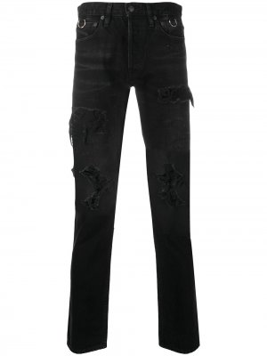 Узкие джинсы с прорезями Takahiromiyashita The Soloist. Цвет: черный