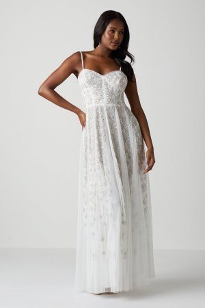 Свадебное платье премиум-класса с цветочным корсетом , белый Coast