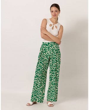Женские прямые брюки с завышенной талией и складками , зеленый Naf. Цвет: зеленый