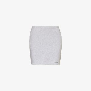 Мини-юбка из хлопкового джерси с фирменной аппликацией , серый Alexander Wang