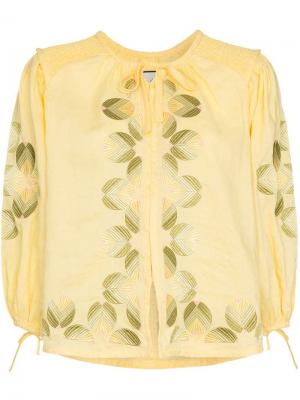 Блузка с горловиной на завязке Innika Choo. Цвет: желтый
