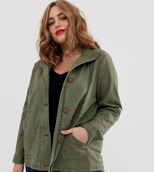 Куртка хаки в стиле милитари Simply Be. Цвет: зеленый