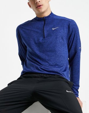 Синий лонгслив с короткой молнией Element Dri-FIT-Голубой Nike Running