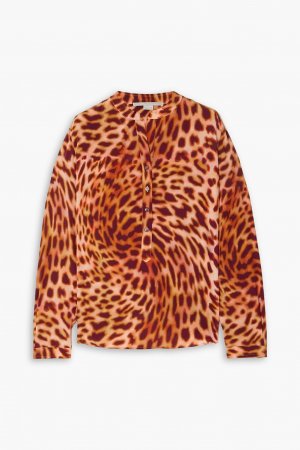 Рубашка из шелкового крепдешина с леопардовым принтом, персиковый Stella McCartney
