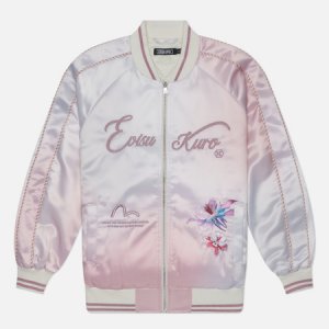 Женская куртка бомбер kuro Embroidered Virtual Floral Souvenir Evisu. Цвет: розовый