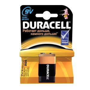 Батарейка щелочная Basic 9V Duracell. Цвет: черный