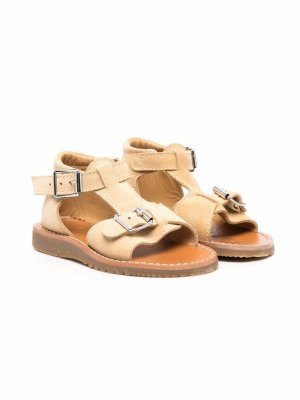 T-strap fibbia leather sandals Gallucci Kids. Цвет: бежевый