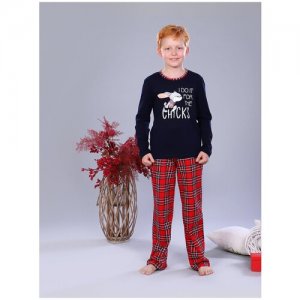 Костюм с брюками детский кроликом, новогодняя пижама для мальчика Family look, что подарить на новый 2023 год Berchelli. Цвет: красный