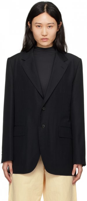 Черный пиджак с зубчатыми лацканами Auralee
