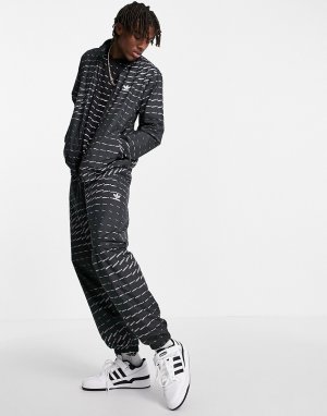 Черная олимпийка с повторяющимся логотипом -Черный цвет adidas Originals