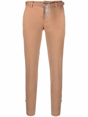 Узкие брюки с кристаллами LIU JO. Цвет: коричневый