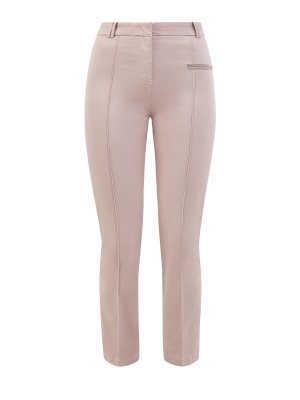 Укороченные брюки из хлопка с блестящими цепочками FABIANA FILIPPI. Цвет: розовый