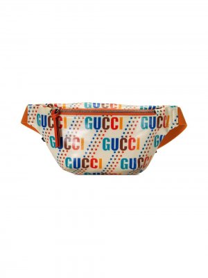 Поясная сумка с принтом Gucci Kids. Цвет: белый