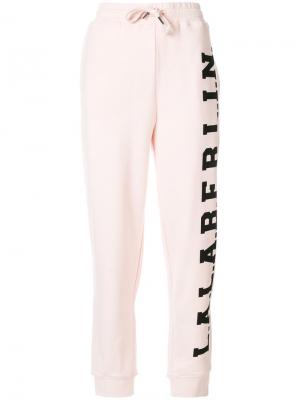 Спортивные брюки с принтом-логотипом Lala Berlin. Цвет: розовый
