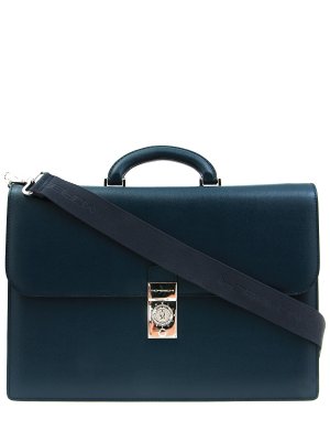 Кожаный портфель MORESCHI. Цвет: синий