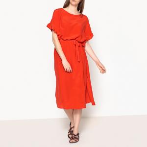 Платье с воланами, рукава 3/4 CLOTILDE TOUPY. Цвет: красный