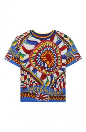 Хлопковая футболка Dolce & Gabbana. Цвет: разноцветный