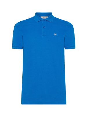 Рубашка-поло с контрастным вышитым логотипом, ярко-синий Manuel Ritz. Цвет: синий