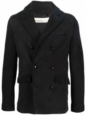 Двубортный кожаный пиджак Giorgio Brato. Цвет: черный