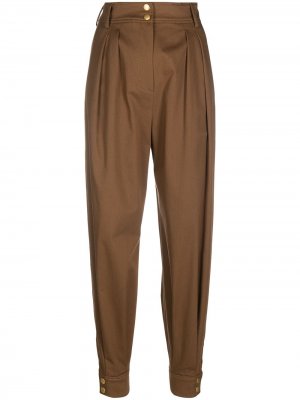Зауженные брюки со складками Alberta Ferretti. Цвет: коричневый