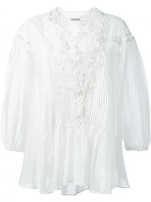 Плиссированная блузка с вышивкой Tsumori Chisato. Цвет: белый