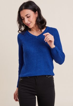 Вязаный свитер MIT V-AUSSCHNITT , цвет bleu electrique Breal
