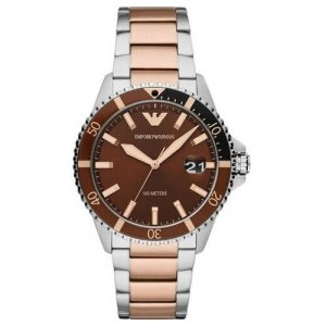 Наручные часы AR11340, коричневый, серебряный EMPORIO ARMANI. Цвет: золотистый