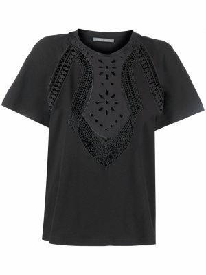 Embroidered cotton T-Shirt Alberta Ferretti. Цвет: черный