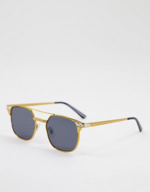 Солнцезащитные очки-авиаторы унисекс из комбинированных металлов золотистого цвета с серебристыми элементами Grit-Золотистый Spitfire