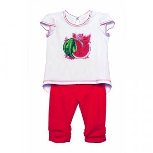 Комплект одежды , футболка и легинсы, повседневный стиль, размер 104/56, белый, красный Три ползунка. Цвет: белый/белый-красный/красный
