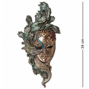 Венецианская маска Павлин (цвет бронзовый с зелёным) WS-309 Veronese. Цвет: золотистый/зеленый/коричневый