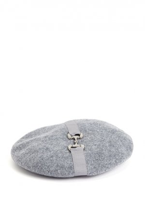 Женская шерстяная шляпа серого цвета с отделкой камнями Marzi