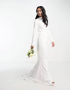 Платье макси с открытой спиной и вырезом в форме сердца Bridal цвета слоновой кости True Violet