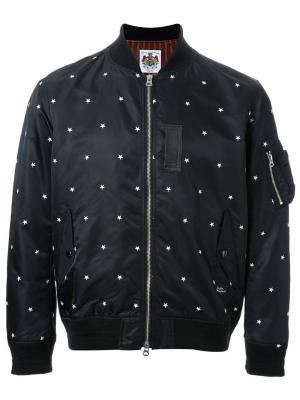 Куртка-бомбер с вышивкой звезд Education From Youngmachines. Цвет: чёрный