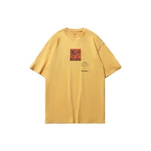 X Disney Joint Keith Haring Mickey Print Loose Round Neck Short Sleeve T-Shirt Men Tops Light-Ochre-Yellow AHSR503-4 Li-Ning