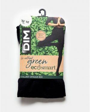 Зеленые непрозрачные колготки Ecosmart из переработанного полиамида плотностью 60 ден Dim, черный DIM